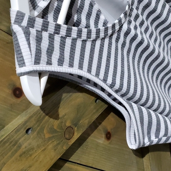 TORRID GRAY WHITE STRIPED TANK TOP PLUS SIZE 2 SHEER - Picture 2 of 7